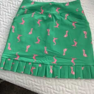 Green Dress with Pink Cat Print
